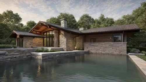 pound lake,pool house,luxury home,house with lake,luxury property,chalet,3d rendering,holiday villa,summer cottage,house in mountains,landscape design sydney,house in the mountains,summer house,modern