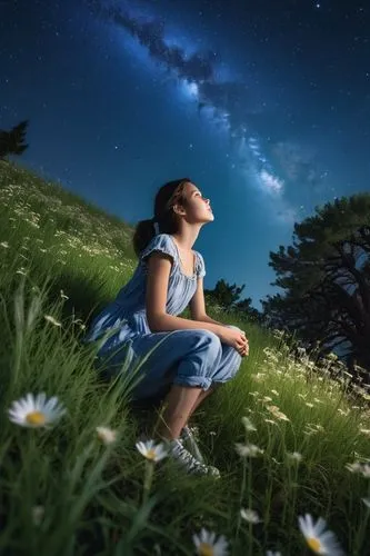 stargazer,astronomer,stargazing,starry sky,astronomy,skygazers,celestial phenomenon,girl lying on the grass,the night sky,fireflies,stargazers,starry night,urantia,starfield,astronomische,milky way,night stars,cosmogirl,dreamtime,starlit,Photography,General,Realistic