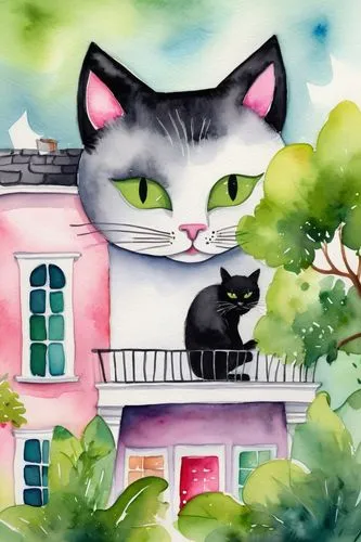 watercolor cat,houses clipart,watercolor background,cat cartoon,cartoon cat,suara,two cats,paris clip art,house painting,housesitter,cat lovers,cattery,watercolor painting,watercolor paris balcony,drawing cat,watercolor cafe,domestic cat,cat vector,alberty,cat frame,Illustration,Paper based,Paper Based 24