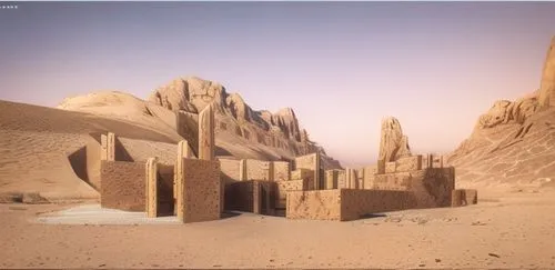 stone desert,desert desert landscape,ancient city,desert landscape,libyan desert,arid landscape,capture desert,ancient buildings,the desert,desertification,caravanserai,egyptian temple,arid land,qasr al watan,turpan,dahshur,desert background,desert,caravansary,ancient egypt,Architecture,General,Modern,Bauhaus