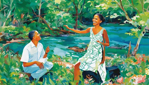 mangroves,eastern mangroves,adam and eve,giverny,khokhloma painting,oil painting on canvas,river of life project,source de la sorgue,oil on canvas,oil painting,the roots of the mangrove trees,girl on the river,garden of eden,white springs,lilly pond,art painting,idyll,lilly of the valley,thermal spring,floating market,Conceptual Art,Oil color,Oil Color 18