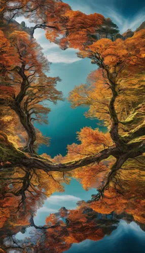 reflection in water,reflection of the surface of the water,mirror water,dead vlei,water reflection,autumn trees,reflections in water,autumn forest,deadvlei,water mirror,mirror reflection,fractal art,autumn in japan,autumn tree,the trees in the fall,fractal environment,autumn frame,row of trees,acid lake,reflection,Photography,Artistic Photography,Artistic Photography 03