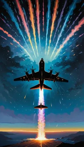 stratojet,stratofortress,metrojet,travel poster,flying sparks,spyplane,Illustration,American Style,American Style 09