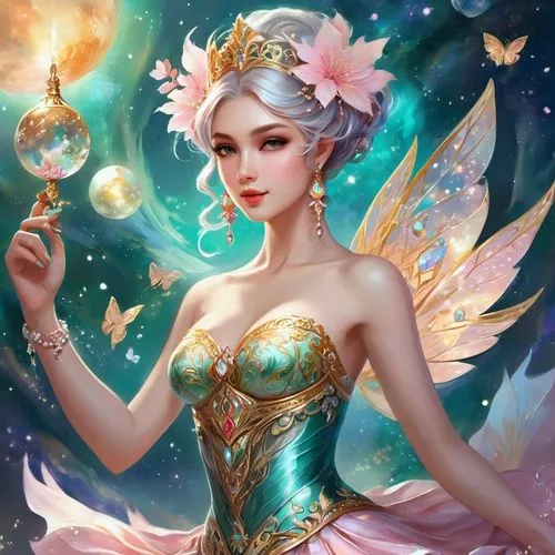 fairy galaxy,rosa 'the fairy,flower fairy,fantasy portrait,zodiac sign libra,fairy queen,faerie,fairy,rosa ' the fairy,fae,faery,baroque angel,virgo,fantasy woman,fantasy girl,fairy tale character,zodiac sign gemini,fantasy picture,child fairy,christmas angel,Illustration,Realistic Fantasy,Realistic Fantasy 01