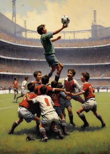 Describe a heartwarming moment of teamwork during a soccer game.,soccer world cup 1954,traditional sport,soccer kick,six-man football,touch football (american),youth sports,eight-man football,internat