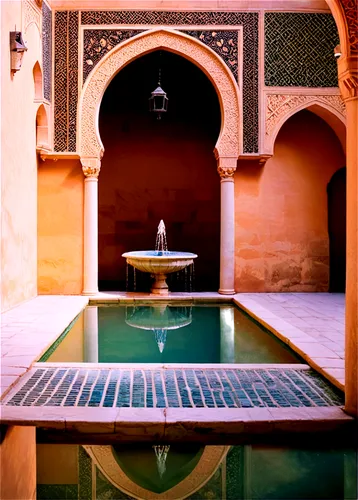 marrakesh,alcazar of seville,moroccan pattern,alhambra,marrakech,morocco,persian architecture,riad,ibn tulun,iranian architecture,floor fountain,inside courtyard,moorish,ouarzazate,shahi mosque,alcazar,courtyard,spa water fountain,jaisalmer,caravansary,Illustration,Abstract Fantasy,Abstract Fantasy 09