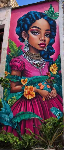 puerto rico,mural,havana,antigua guatemala,frida,floral rangoli,nicaraguan cordoba,la catrina,havana cuba,bali,rangoli,san diego,marrakech,fabric painting,santiago di cuba,yucatan,queretaro,guanajuato,san juan,moana,Illustration,Abstract Fantasy,Abstract Fantasy 10