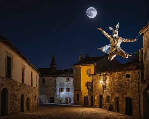 the pied piper of hamelin,photo manipulation,fairies aloft,the night of kupala,montgolfiade,image manipulation,estremadura,digital compositing,celebration of witches,photoshop manipulation,photomontage,photomanipulation,arles,night image,hamelin,flying girl,sibiu,flying dog,évora,hanging moon,Conceptual Art,Graffiti Art,Graffiti Art 03