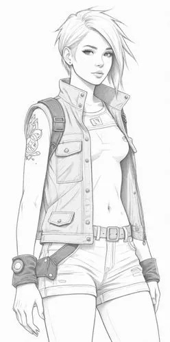 bulletgirl,gaige,punk design,holtzmann,tomboys,grrl,Design Sketch,Design Sketch,Detailed Outline