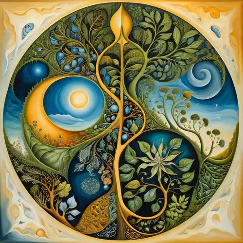 spring equinox,mantra om,mother earth,anahata,pachamama,earth chakra,solar plexus chakra,permaculture,shamanism,dharma wheel,summer solstice,celtic tree,ayurveda,sun and moon,five elements,tree of life,prosperity and abundance,solstice,global oneness,shamanic,Illustration,Realistic Fantasy,Realistic Fantasy 40