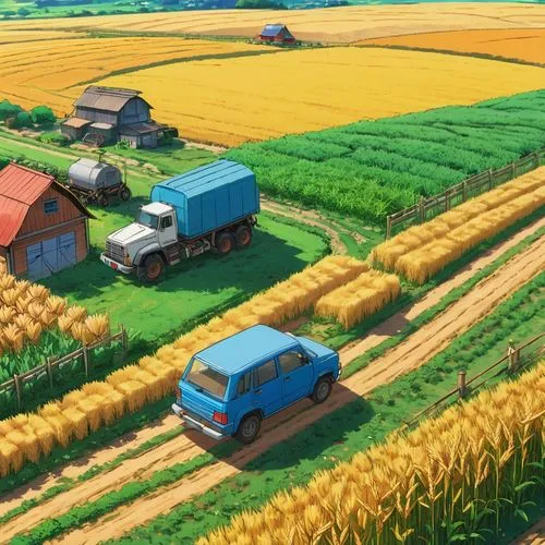 yamada's rice fields,lupini,cecrops,yazaki,field of cereals,crops,Illustration,Japanese style,Japanese Style 03