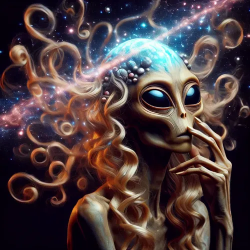 astral traveler,extraterrestrial,psychedelic art,extraterrestrial life,consciousness,the universe,zodiac sign libra,universe,brainy,cosmic eye,third eye,mysticism,sci fiction illustration,medusa,cosmi