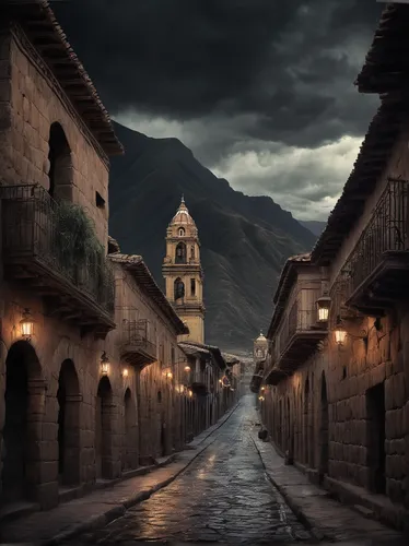 cusco,medieval street,medieval town,armenia,quito,ancient city,mountain village,incas,antigua guatemala,peru,marvel of peru,old city,damascus,the cobbled streets,mountain settlement,old town,tibet,pompeii,merida,the old town,Conceptual Art,Fantasy,Fantasy 34