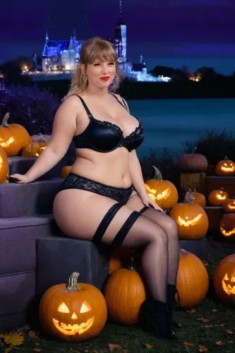 a bra,BIG BOOBS,BBW,ХЕЛОИН,ТИКВИ,,a  woman posing on a pumpkin stand,pumpsie,kirdyapkin,pumpkins,halloween scene,halloweenkuerbis,halloween background