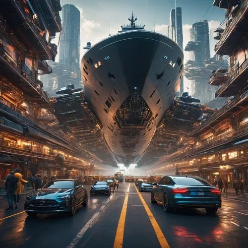 ship traffic jams,factory ship,ship yard,aircraft carrier,arnold maersk,harbour city,automotive exterior,ship traffic jam,fleet and transportation,flagship,naval architecture,shipping industry,costa concordia,cargo port,shanghai,hong kong,cruise ship,automotive,arthur maersk,seaport,Photography,General,Sci-Fi