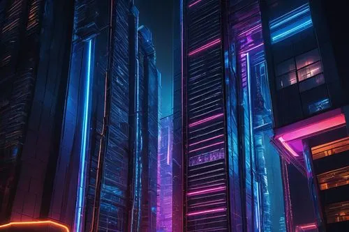 cybercity,mainframes,colored lights,hypermodern,cyberscene,light trails,cyberport,pillars,polara,cyberpunk,cyberia,cyberworld,vdara,light trail,cybertown,data center,cyberview,the server room,supercomputer,synthetic,Illustration,American Style,American Style 01