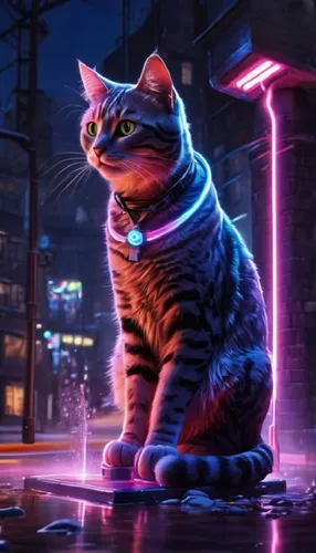 pink cat,cyberpunk,murgatroyd,street cat,welin,alleycat