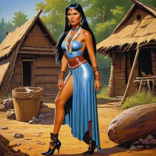 pocahontas,zarahemla,asherah,hinemoa,sacagawea,neith,themyscira,amazona,lumidee,kitana,zarina,teela,lamanites,mystara,poca,neferneferuaten,inanna,cahokia,kateri,polynesian girl,Illustration,American Style,American Style 07