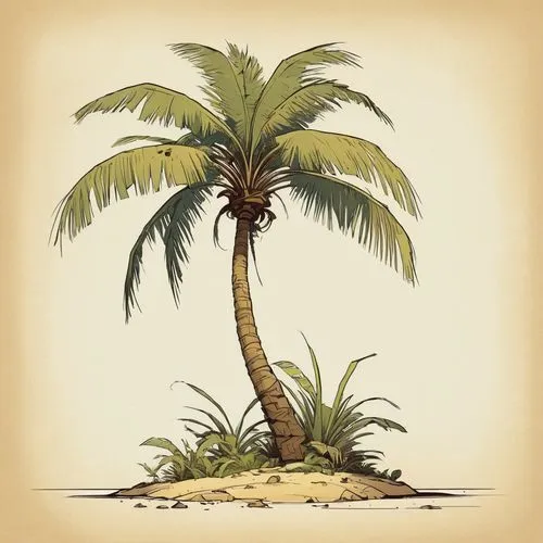 PALM TREE,a large palm tree sitting on top of a small island,palm tree vector,cartoon palm,coconut palm tree,coconut tree,palmtree,palm tree,Illustration,Children,Children 04