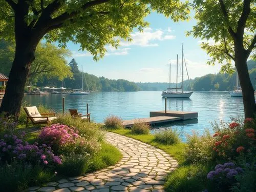 beautiful lake,boat dock,idyll,boat landscape,summer cottage,idyllic,lakeside,waterfront,landscape background,summer day,dock,river landscape,beautiful landscape,seclude,amoenus,boat harbor,house by the water,the lake,canim lake,waterside,Photography,General,Realistic