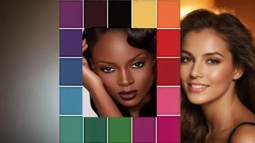 Beautiful and happy women in the study of seasonal theory color,the beauty model shows off her natural beauty,colorism,kouroussa,beautiful african american women,loroupe,color background,color chart