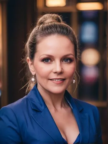 Doris, a German Poledance Star,woman in a suit smiling while standing next to a bar,safarova,silja,agneta,svenja,netrebko,kristjansdottir,Photography,General,Cinematic