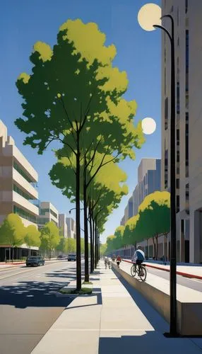 sheeler,arborway,tree-lined avenue,pedestrianized,city scape,urban landscape,shirlington,reston,city highway,streetscapes,louvois,suburbanized,superhighways,modernism,skyways,urbanism,robarts,cityline,savoye,kifissia,Illustration,Retro,Retro 15