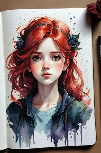 clary,flower painting,seelie,maedhros,watercolor painting,persephone,annie,watercolor,triss,watercolour paint,merida,moleskine,girl drawing,krita,melisandre,red head,demelza,watercolors,clementine,behenna,Illustration,Paper based,Paper Based 04