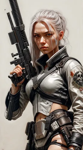 girl with gun,sci fiction illustration,mercenary,woman holding gun,girl with a gun,massively multiplayer online role-playing game,sci fi,cg artwork,infiltrator,huntress,female warrior,scifi,clone jesionolistny,gunsmith,sarah walker,game art,rifle,sci-fi,sci - fi,dark elf