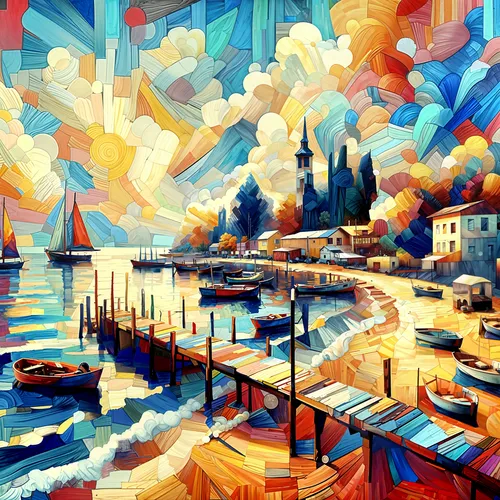 harbor,world digital painting,french digital background,sailboats,harbour,colorful city