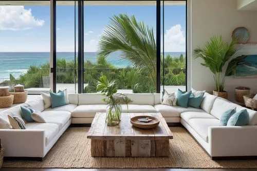 oceanfront,beach house,tropical house,oceanview,beachfront,beach furniture,ocean view,tropical greens,coconut palms,modern living room,contemporary decor,living room,tropical beach,penthouses,sandpiper bay,seaside view,beachhouse,holiday villa,palm fronds,beach view,Illustration,American Style,American Style 07