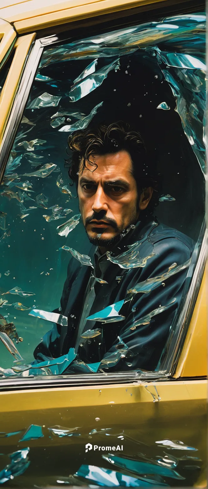 Write a scene where a character is trapped inside a car submerged underwater, desperately trying to break the plexiglass windows.,dodge super bee,windshield,bobby-car,camaro,dodge charger,the man in t