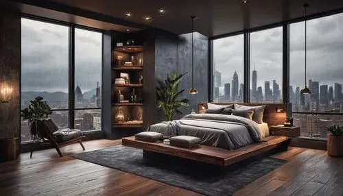 sleeping room,great room,bedroom window,modern room,loft,sky apartment,penthouses,bedroom,nightstands,bedrooms,headboards,chambre,headboard,modern decor,lofts,window view,skyloft,guest room,roominess,one room,Conceptual Art,Fantasy,Fantasy 34