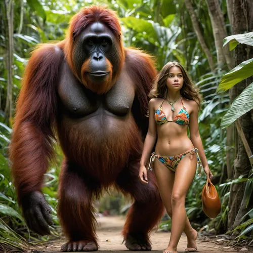 kong,orang utan,orangutan,great apes,tarzan,gorilla,ape,human evolution,tropical animals,king kong,exotic animals,primates,anthropomorphized animals,primate,exotic species,animal world,adam and eve,neanderthals,bongo,endangered specie,Illustration,American Style,American Style 08