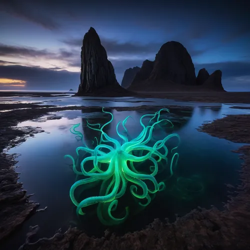 bioluminescence,tide pool,lightpainting,long exposure light,art forms in nature,squid rings,eastern iceland,cuthulu,long exposure,light paint,alien world,light painting,marvel of peru,neon body painting,night glow,landscape photography,ruby beach,light trail,emerald sea,oregon,Photography,Artistic Photography,Artistic Photography 10