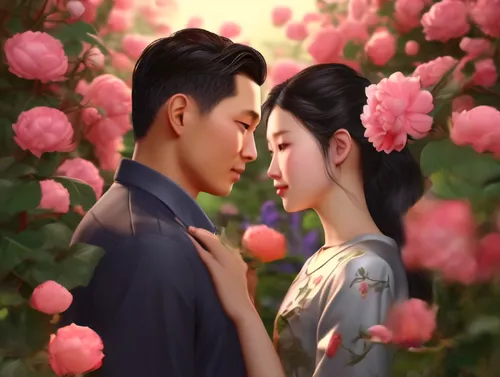 korean drama,kimjongilia,romantic portrait,hanbok,romantic scene,kdrama,young couple,flower background,floral greeting,scent of roses,the cherry blossoms,way of the roses,korean culture,chinese art,falling flowers,芦ﾉ湖,romantic rose,with roses,love couple,honeymoon