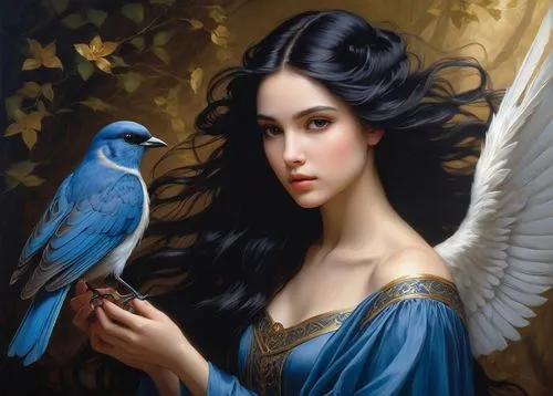 blue bird,fantasy art,fantasy picture,bluejay,dove of peace,seraphim,blue parrot,fantasy portrait,arwen,sigyn,blue enchantress,biru,arryn,blue birds and blossom,jasmine blue,mervat,bluefly,doves of peace,lorien,romantic portrait,Conceptual Art,Fantasy,Fantasy 28