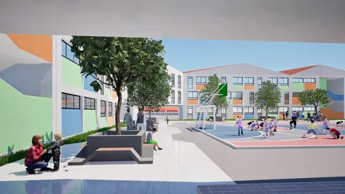 school design,khayelitsha,renderings,cohousing,redevelopment,sketchup,3d rendering,boroughmuir,new housing development,europan,urban design,schoolyard,mvrdv,residencial,schoolyards,playspace,liveability,ballymun,habitaciones,prekindergarten