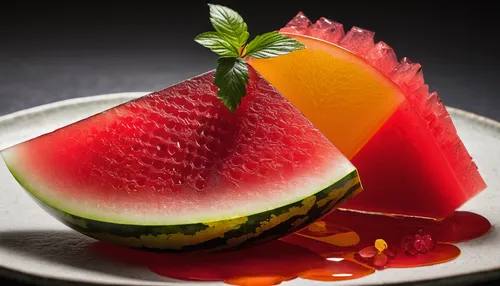 Compressed watermelon with yuzu gelee,sliced watermelon,watermelon slice,cut watermelon,watermelon background,watermelon wallpaper,muskmelon,watermelon,gummy watermelon,fruit plate,exotic fruits,summe