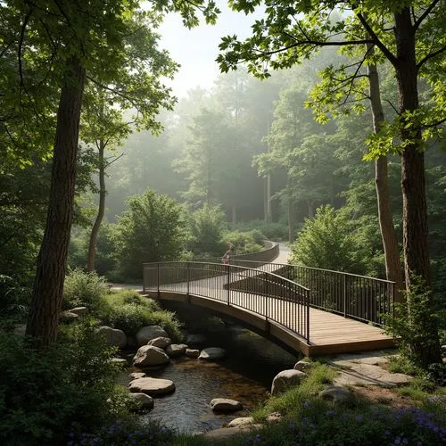 montreat,hanging bridge,scenic bridge,hiking path,wooden bridge,metroparks,greenforest,nantahala,cahaba,streamside,creekside,forestland,metropark,great smoky mountains,dunwoody,forest path,nature garden,nature park,wissahickon,riverwood