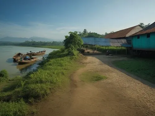 Gudang Cikao tepi citarum1880,mekong,mekong river,krishnapur,kohath,prabang,masakayan,Illustration,Realistic Fantasy,Realistic Fantasy 05