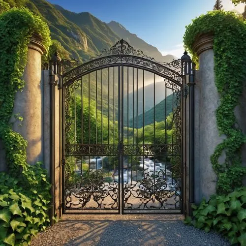 garden door,gated,fence gate,metal gate,iron gate,farm gate,Photography,General,Realistic