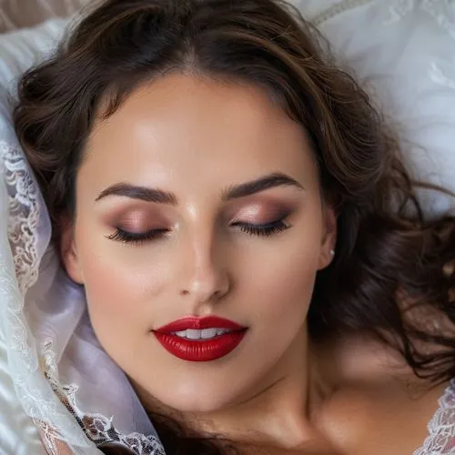 vintage makeup,red lips,giada,red lipstick,labios,woman laying down