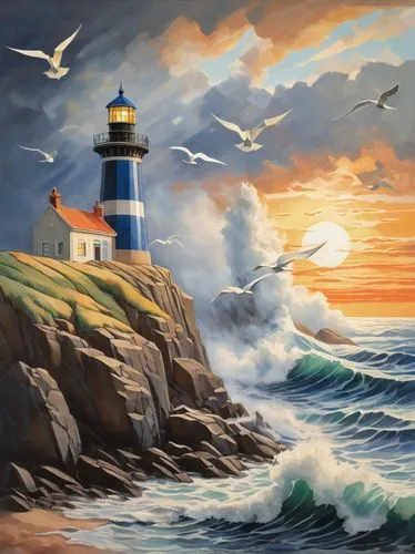 lighthouses,lighthouse,electric lighthouse,light house,light station,lightkeeper,phare,church painting,point lighthouse torch,crisp point lighthouse,coastal landscape,petit minou lighthouse,david bates,world digital painting,red lighthouse,seascape,northeaster,sea landscape,art painting,manomet,Art,Classical Oil Painting,Classical Oil Painting 20