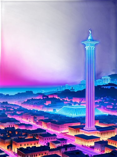 fantasy city,digitalism,metropolis,pink city,obelisco,vittoriano,ancient city,columns,pillars,philippopolis,futuristic landscape,colorful city,obelisks,colonnaded,capital cities,colonne,trocadero,cityscape,ultraviolet,cybercity,Conceptual Art,Fantasy,Fantasy 23