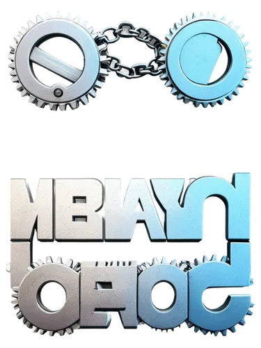 Heavy machinery logo, metallic texture, bold font, mechanical gears, industrial chains, robust bolts, steel plates, 3D emblem, chrome finish, high-contrast lighting, close-up composition, dramatic sha