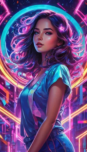 rosa ' amber cover,sci fiction illustration,zodiac sign libra,libra,spiral background,cg artwork,cyberpunk,electric,ultraviolet,horoscope libra,game illustration,la violetta,world digital painting,colorful background,electrified,aura,electron,neon lights,electro,neon light,Illustration,Realistic Fantasy,Realistic Fantasy 20