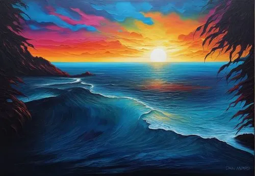 Painting Abstract body Art Oil Painting,seascape,coast sunset,oil painting on canvas,sea landscape,art painting,coastal landscape,kalalau,oil on canvas,sunset beach,oil painting,sunrise beach,wyland,a