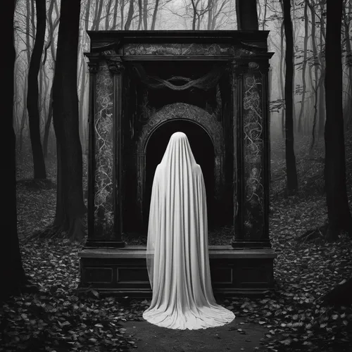 sepulchre,priestess,creepy doorway,dark art,witch house,gothic portrait,apparition,ghost castle,gothic woman,dance of death,dead bride,ghost girl,sleepwalker,the threshold of the house,photomanipulation,mourning swan,mirror of souls,burial ground,threshold,haunt,Art,Artistic Painting,Artistic Painting 32