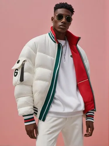 Portrait of a man wearing athleisure high-fashion clothing, meticulously crafted scenes, Colombian themes, soft sculpture, embodying the ethos of high-end fashion exemplified by brands like Off-White,